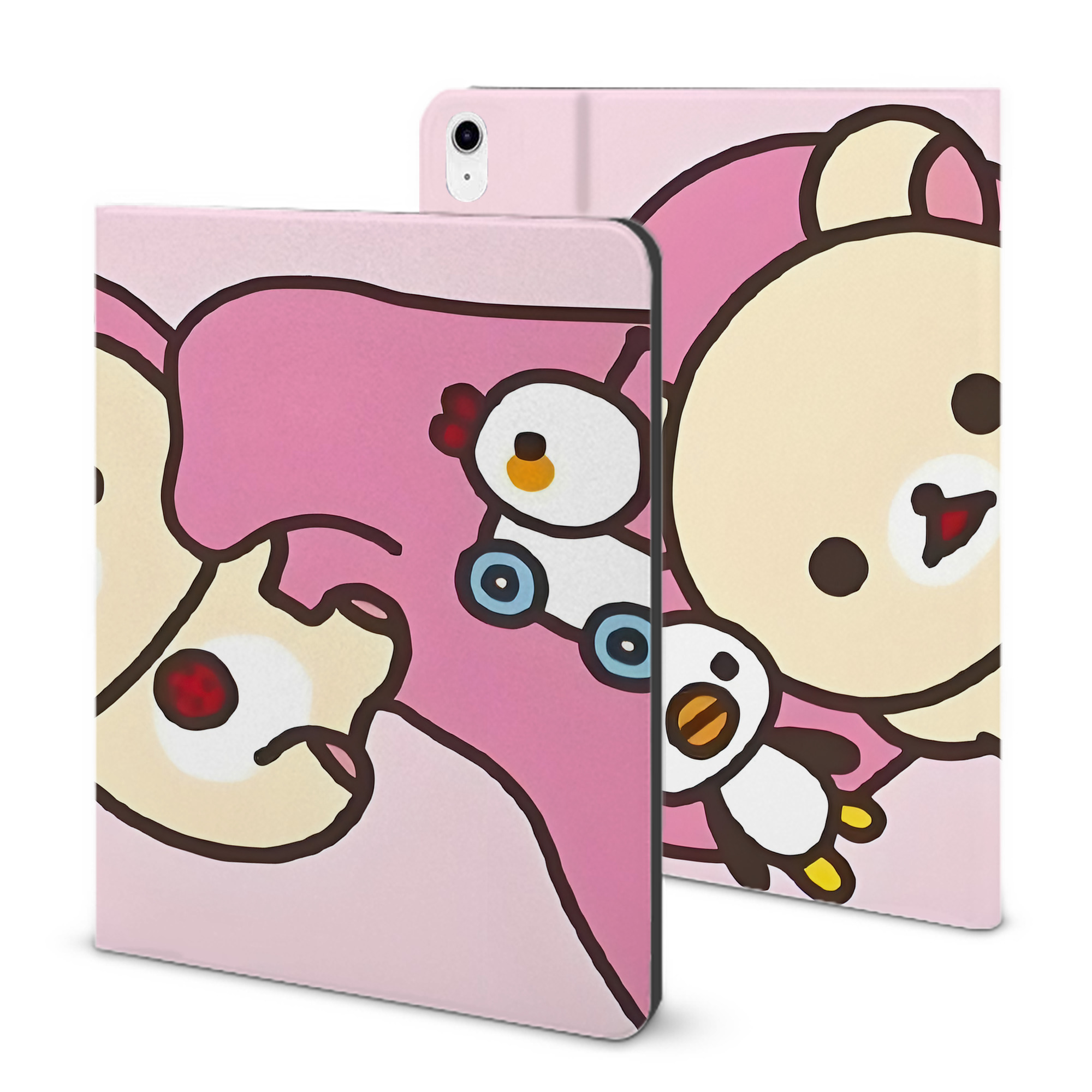 （画像用） リラックマ リラックマ キイロイトリ Rilakkuma Korilakkuma Kiiroitori IPad ケース ブック型 PUレザー TPU 耐衝撃 軽量 薄型 ペン収納なし 全面保護 IPad 各モデル対応